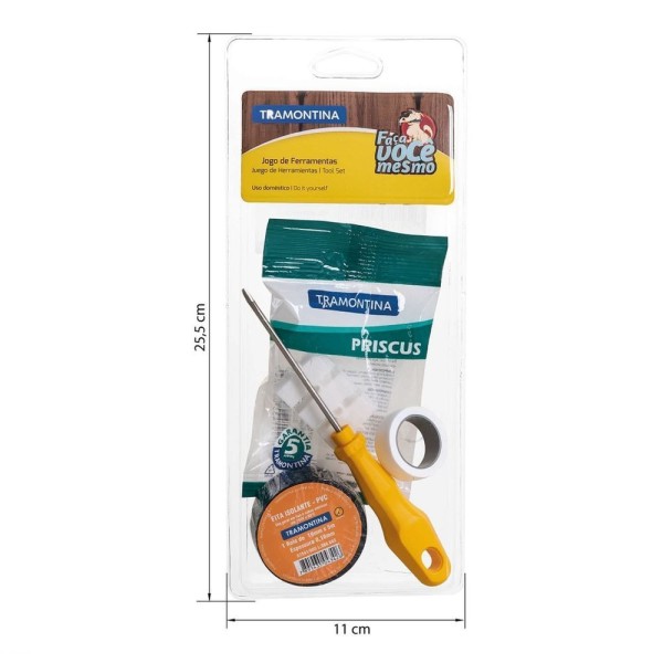 Encontraproduto.com.br - Kit De Ferramentas Com Fita Isolante Fita Veda Rosca Chave De Fenda E Conector 4 Peças