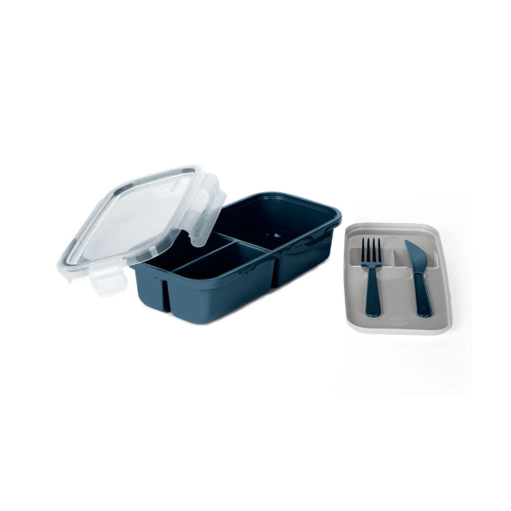 Encontraproduto.com.br - Pote para Marmita Retangular Com Talher Plasvale