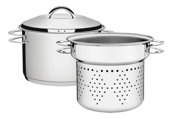 Jogo Cozi-Pasta Tramontina Solar em Aço Inox Fundo Triplo com Alças 2 Peças 20 cm