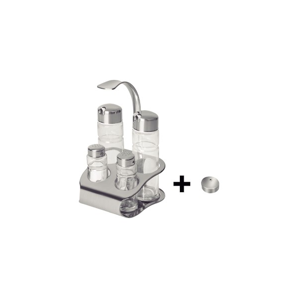 Encontraproduto.com.br - Galheteiro Tramontina Utility em Vidro e Aço Inox com Alça 4 Peças