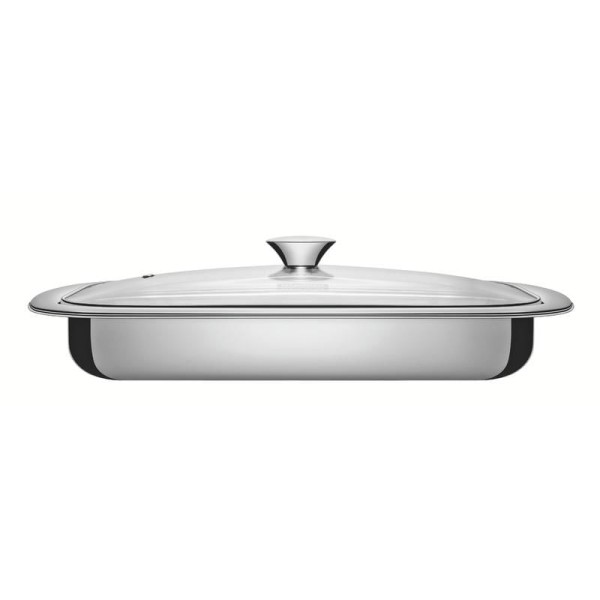 Assadeira Tramontina Cosmos Retangular em Aço Inox com Tampa de Vidro 39 cm 3,2 L 61315/394