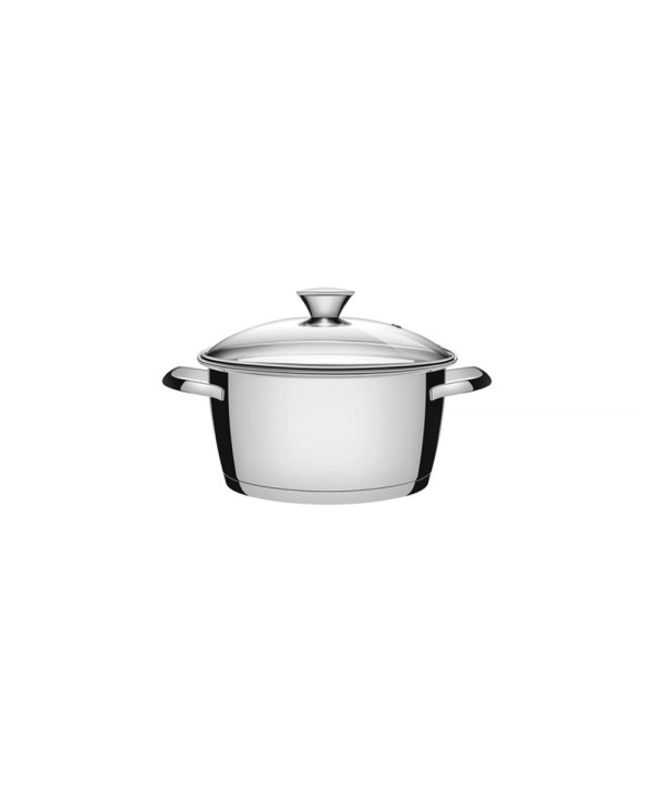 Encontraproduto.com.br - Caçarola Funda Allegra em Inox com Fundo Triplo e Tampa de Vidro 16cm - Tramontina