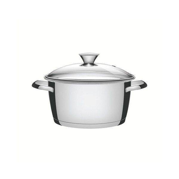 Encontraproduto.com.br - Caçarola Funda Allegra em Inox com Fundo Triplo e Tampa de Vidro 16cm - Tramontina