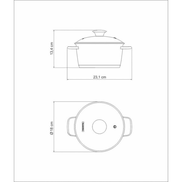 Encontraproduto.com.br - Caçarola Funda Allegra em Inox com Fundo Triplo e Tampa de Vidro 16cm - Tramontina