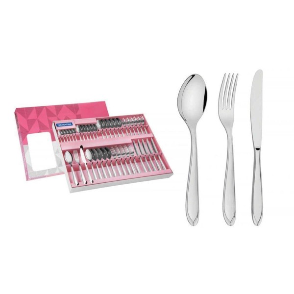 Encontraproduto.com.br - Faqueiro Laguna Em Aço Inox Com Facas De Mesa Acabamento Em Brilho Com Detalhes No Cabo 4