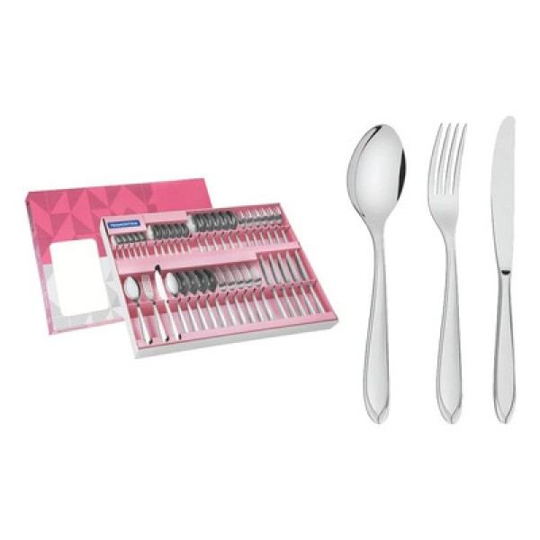 Encontraproduto.com.br - Faqueiro Laguna Em Aço Inox Com Facas De Mesa Acabamento Em Brilho Com Detalhes No Cabo 4