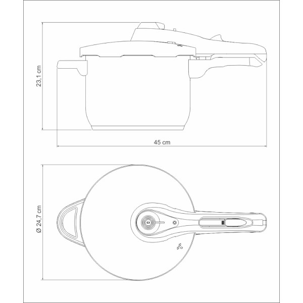 Encontraproduto.com.br - Panela de Pressão Tramontina Solar em Aço Inox Fundo Triplo 22 cm 6 L com Cozi Vapore em Aço Inox