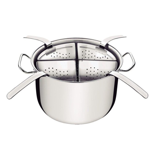 Encontraproduto.com.br - Cozi-Pasta Tramontina Professional em Aço Inox com 4 Divisórias 30 cm 13,5 L