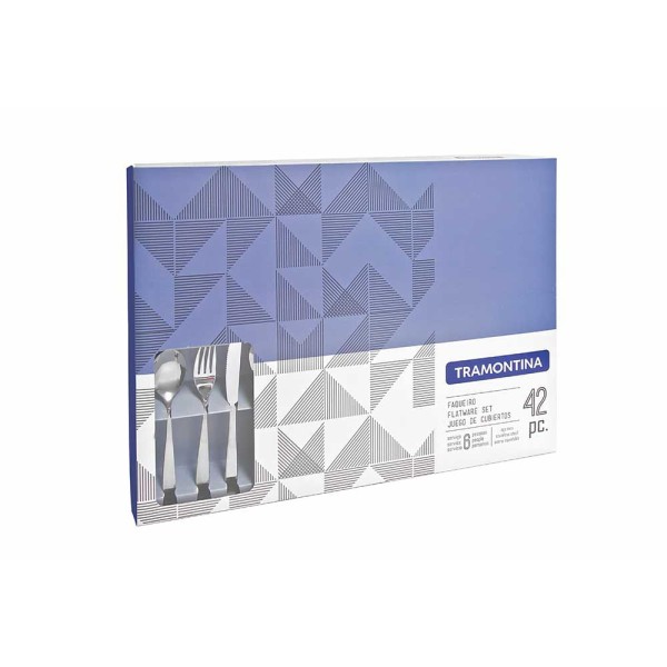 Encontraproduto.com.br - Faqueiro Tramontina Cosmos em Aço Inox com Facas de Mesa Acabamento em Brilho 42 Peças 66950/770