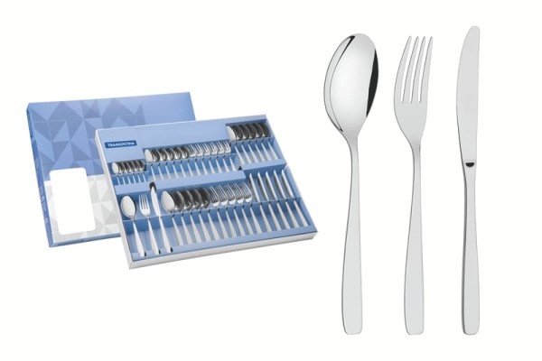 Encontraproduto.com.br - Faqueiro Tramontina Cosmos em Aço Inox com Facas de Mesa Acabamento em Brilho 42 Peças 66950/770