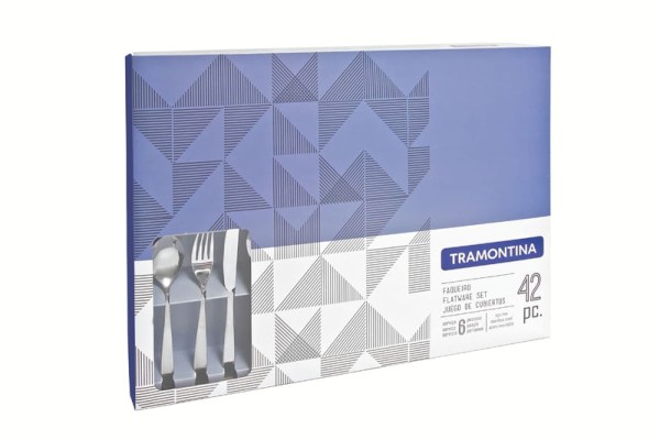 Encontraproduto.com.br - Faqueiro Tramontina Cosmos em Aço Inox com Facas de Mesa Acabamento em Brilho 42 Peças 66950/770