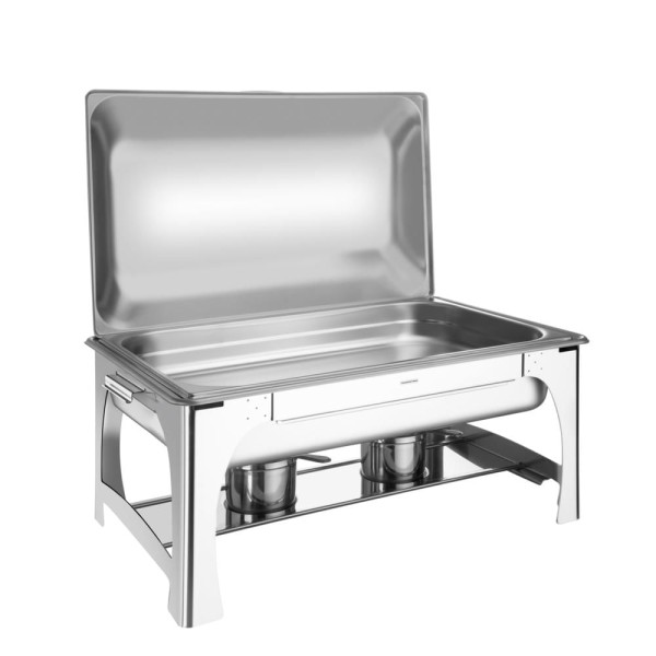 Encontraproduto.com.br - Rechaud Retangular Em Aço Inox Banho Maria Tampa Removível Com Fogareiro Cuba Gn 1/1 9 L