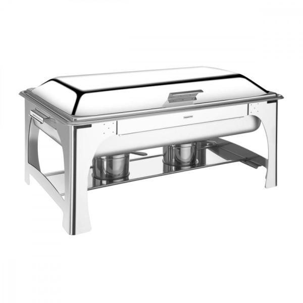 Encontraproduto.com.br - Rechaud Retangular Em Aço Inox Banho Maria Tampa Removível Com Fogareiro Cuba Gn 1/1 9 L