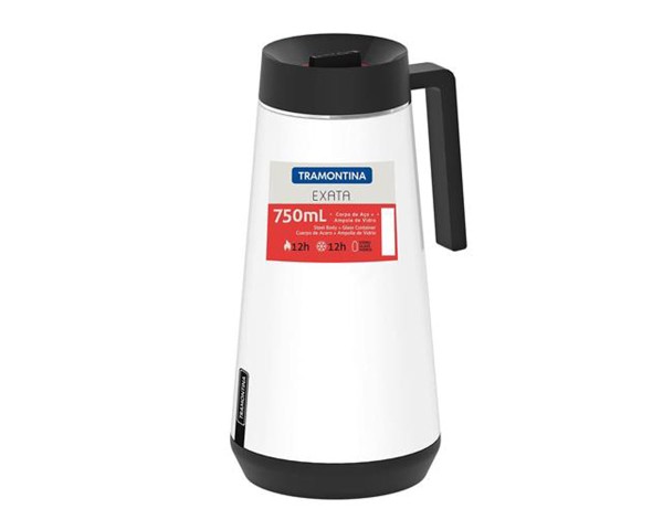 Encontraproduto.com.br - Bule Térmico Exata Aço Inox Branco Sem Infusor 750Ml - 61645/074 - Tramontina