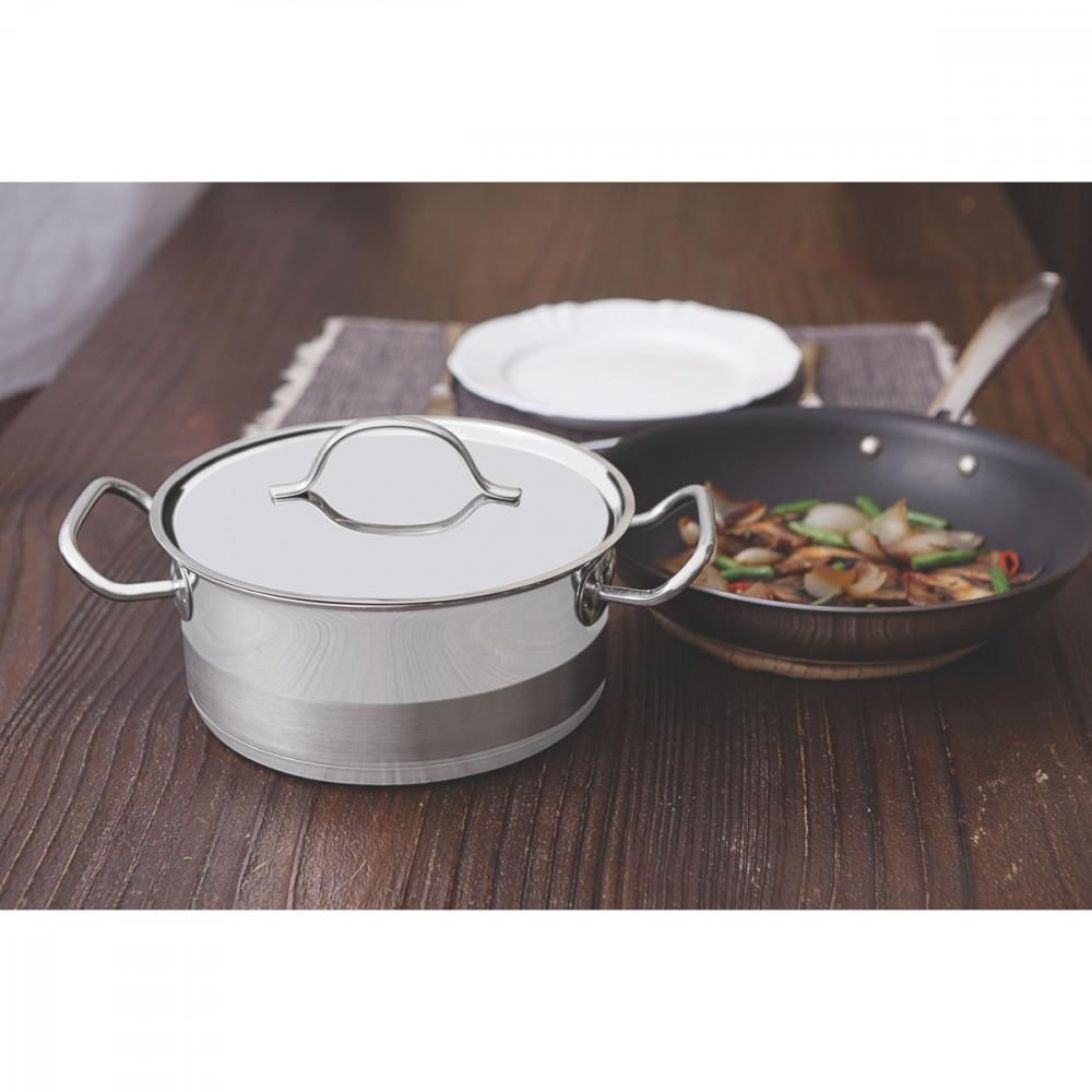 Encontraproduto.com.br - Caçarola Rasa em Aço Inox com Fundo Triplo 1,30Lts - Tramontina