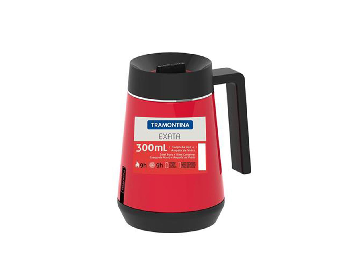 Encontraproduto.com.br - Bule Térmico Exata Tramontina com Infusor Vermelho 300mL