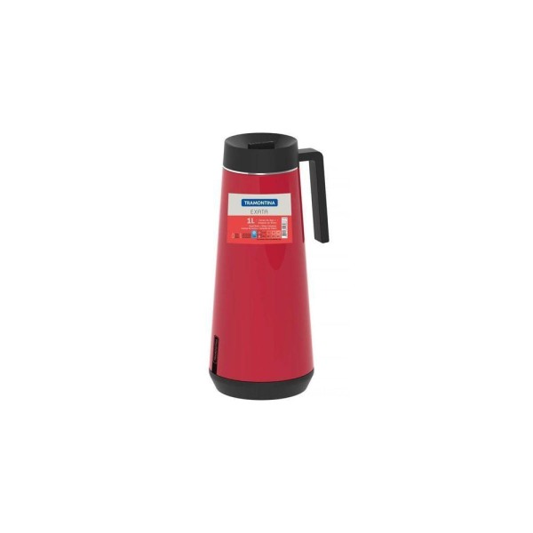 Encontraproduto.com.br - Bule Térmico Tramontina Exata Em Aço Inox Vermelho Com Infusor 1 L Tramontina