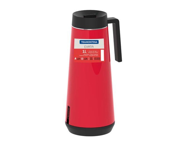 Encontraproduto.com.br - Bule Térmico Tramontina Exata Em Aço Inox Vermelho Com Infusor 1 L Tramontina
