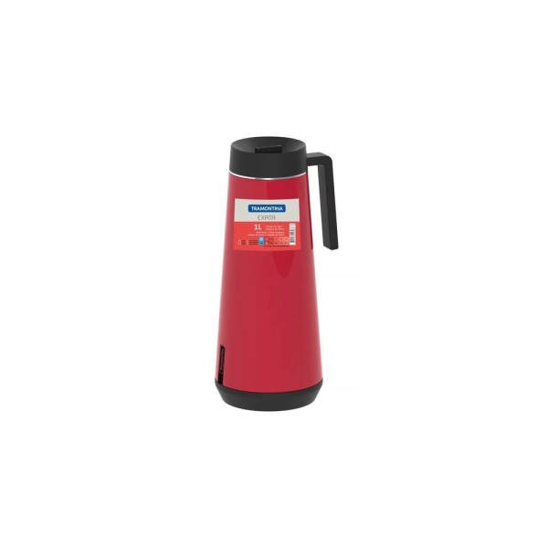 Encontraproduto.com.br - Bule Térmico Tramontina Exata Em Aço Inox Vermelho Com Infusor 1 L Tramontina