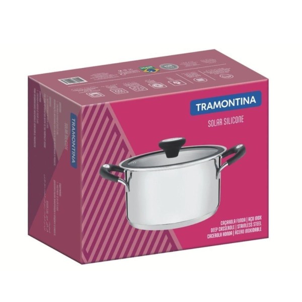 Encontraproduto.com.br - Caçarola Funda Inox com Fundo Triplo Solar Silicone 16cm - Tramontina