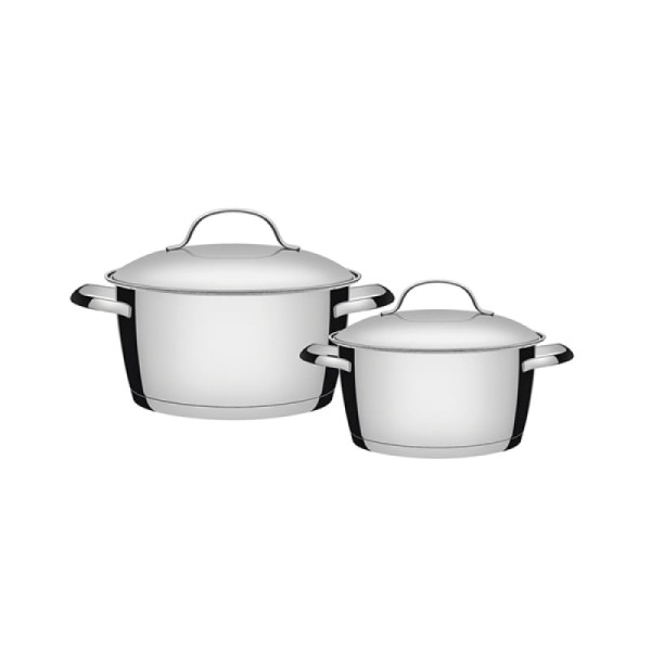 Jogo de Panelas Tramontina Allegra em Aço Inox com Fundo Triplo e Tampas de Inox 2 Peças 65660/230