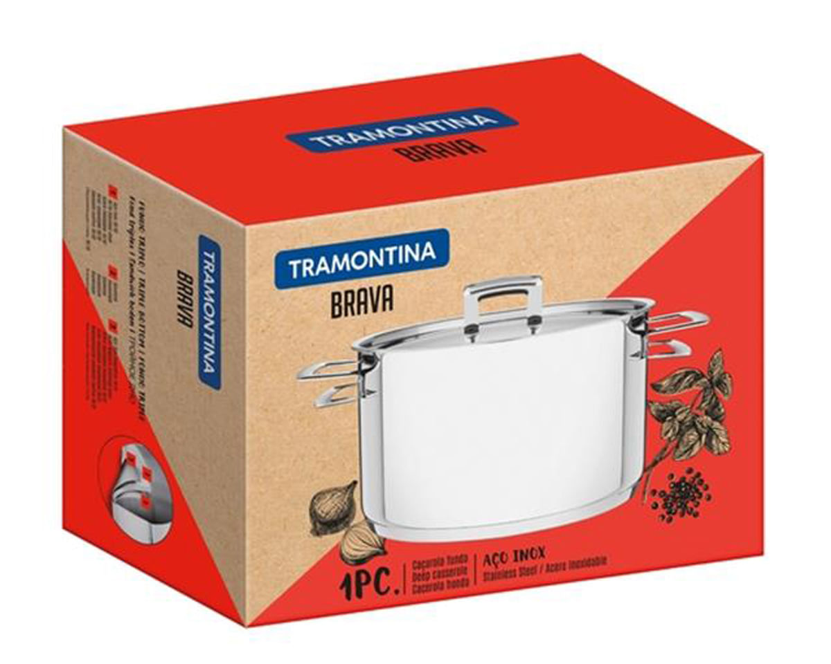 Encontraproduto.com.br - Caçarola Funda Aço Inox Brava 20 cm Tramontina