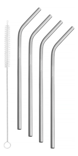 Jogo de Canudo com Aço Inox TRAMONTINA + Escova Contém 4 Canudos
