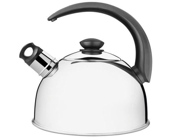 Encontraproduto.com.br - Chaleira Tramontina com Apito em Aco Inox Cabo Preto 3 Litros