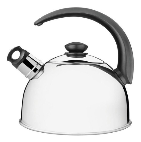 Encontraproduto.com.br - Chaleira Tramontina com Apito em Aco Inox Cabo Preto 3 Litros