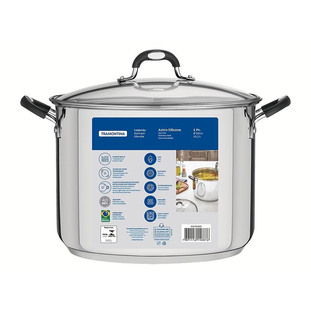 Encontraproduto.com.br - Caldeirão Aço Inox 30 cm Solar Silicone Tramontina