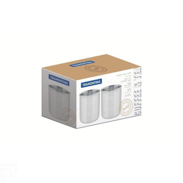 Encontraproduto.com.br - Conjunto De Xícaras Para Café E Chá Tramontina Em Aço Inox Com Acabamento Brilho 2 Peças Tramontina