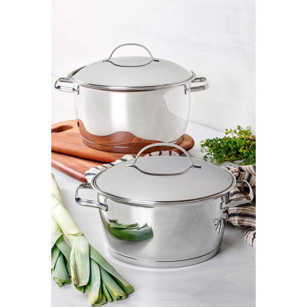 Encontraproduto.com.br - Jogo de Panelas Tramontina Allegra em Aço Inox com Fundo Triplo 3 Peças