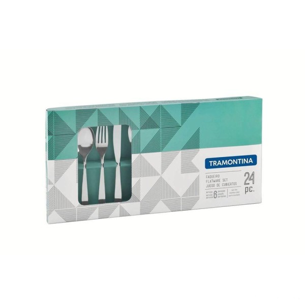 Encontraproduto.com.br - Faqueiro Tramontina Havai em Inox com Facas para Churrasco 24 Pecas