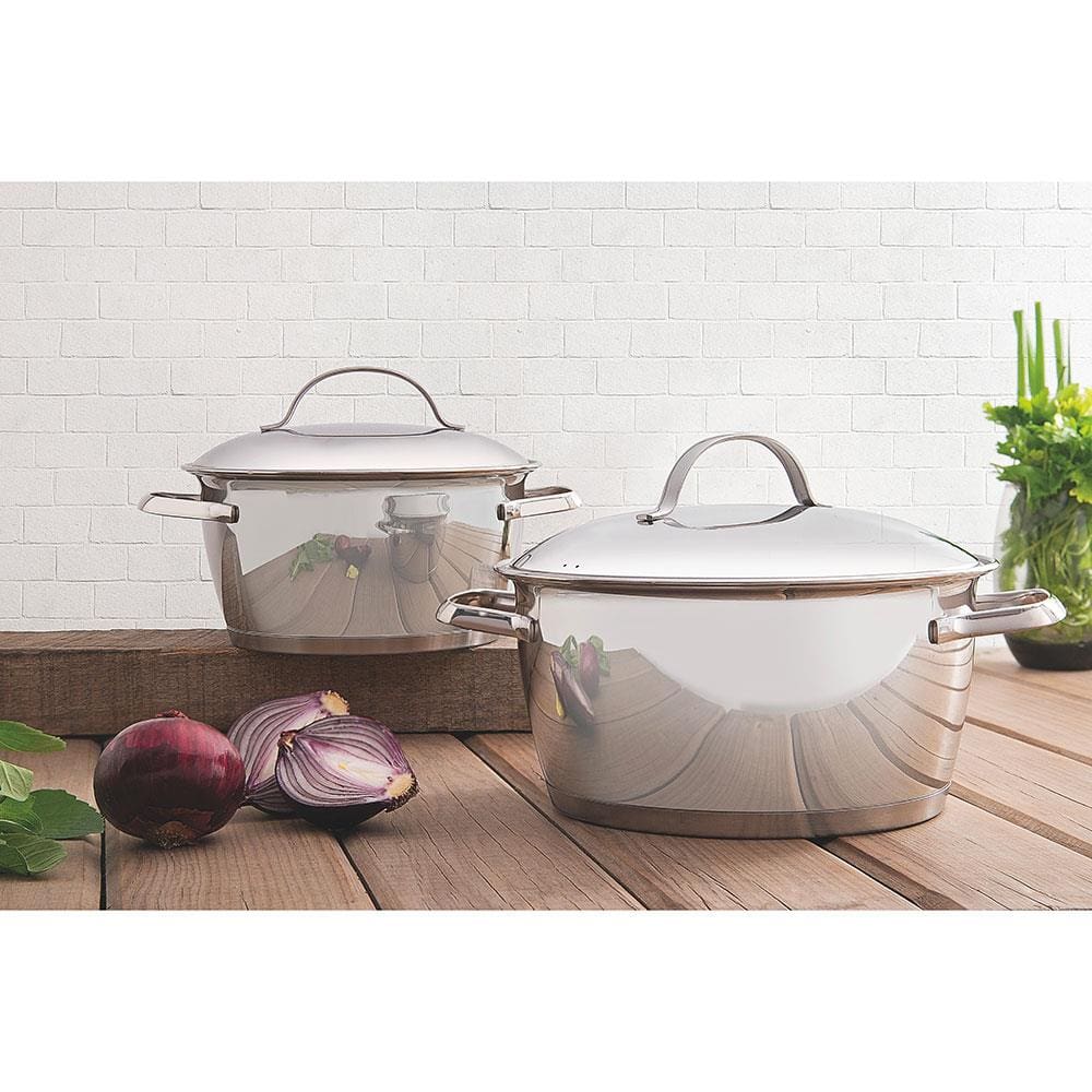 Encontraproduto.com.br - Conjunto de Panelas 7 Peças Tramontina Allegra em Aço Inox com Fundo Triplo e Tampas com Saída de Vapor
