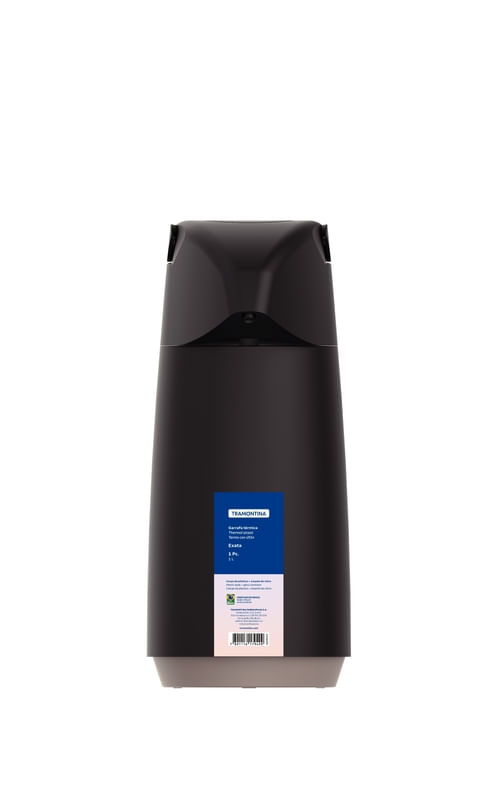 Encontraproduto.com.br - Garrafa Térmica com Bomba Inox 1L Preta Tramontina