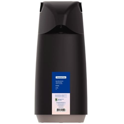 Encontraproduto.com.br - Garrafa Térmica com Bomba Inox 1L Preta Tramontina