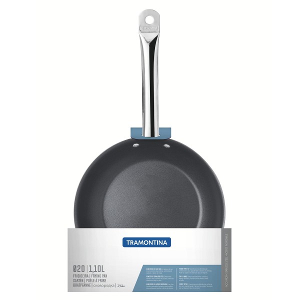 Encontraproduto.com.br - Frigideira Rasa Profissional Tramontina em Aço Inox com Fundo Triplo Antiaderente 23 cm 2,9 Litros