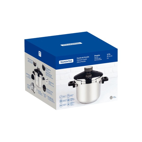 Encontraproduto.com.br - Panela de Pressão Tramontina Presto com Fundo Triplo 6 Litros