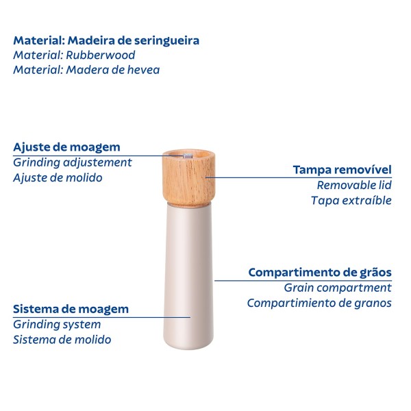 Encontraproduto.com.br - Moedor de Sal e Pimenta Realce Cinza 13,7 cm