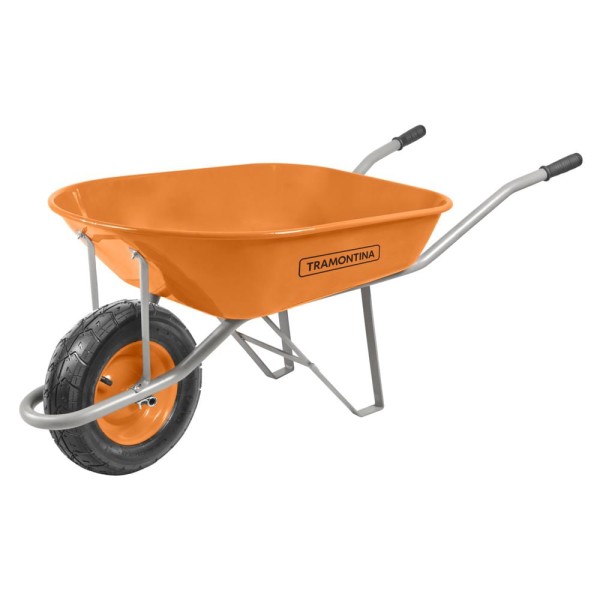 Encontraproduto.com.br - Carrinho De Mão Caçamba Extrafunda Metálica Laranja 80L