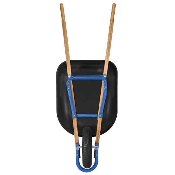Encontraproduto.com.br - Carrinho De Mão Tramontina Com Caçamba Rasa Plástica Preta 50 L, Braço De Madeira E Pneu Com Câmara