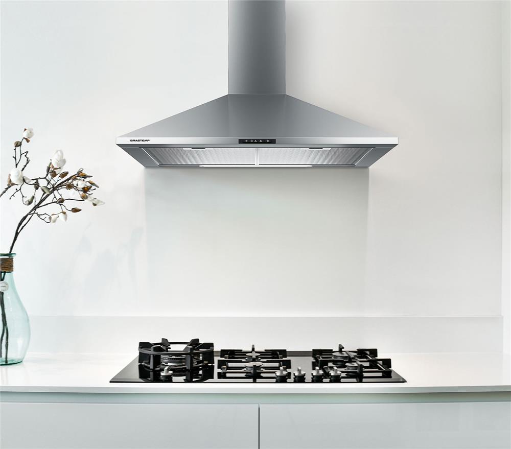 Encontraproduto.com.br - Coifa de Parede Brastemp 60 cm Inox piramidal 4 bocas com duplo filtro - BAI60BR