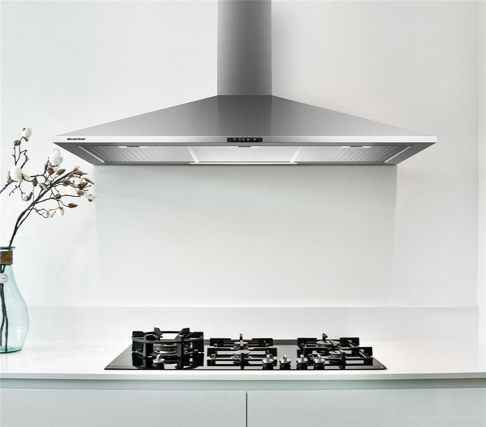 Encontraproduto.com.br - Coifa de Parede Brastemp 90 cm Inox piramidal 5 e 6 bocas com duplo filtro - BAI91BR