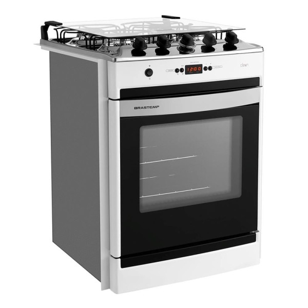 Fogão de Embutir Brastemp 4 Queimadores Branco com Timer Digital Bivolt BYO4TABUNA