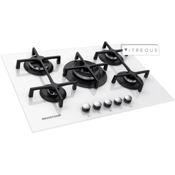 Encontraproduto.com.br - Cooktop a Gás Brastemp Vitreous 5 Queimadores Branco 220V GDK73ABBNA
