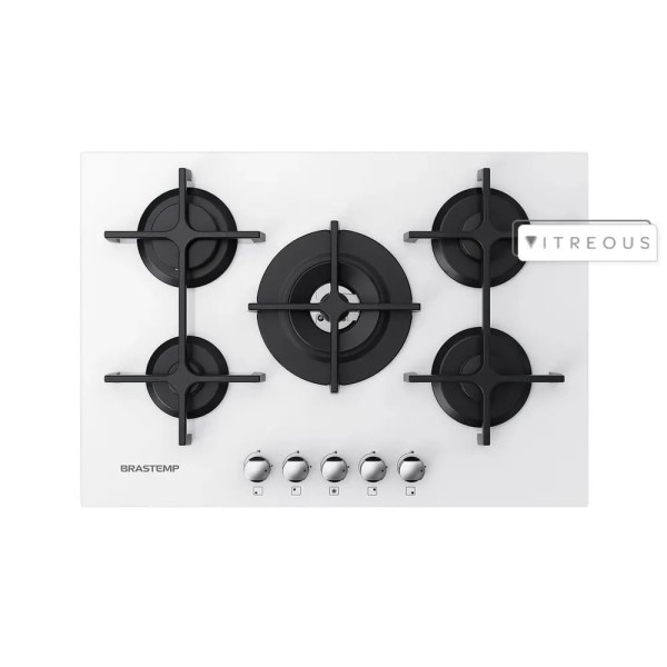 Encontraproduto.com.br - Cooktop a Gás Brastemp Vitreous 5 Queimadores Branco 220V GDK73ABBNA