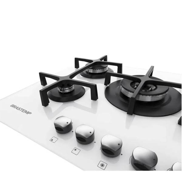 Encontraproduto.com.br - Cooktop a Gás Brastemp Vitreous 5 Queimadores Branco 220V GDK73ABBNA