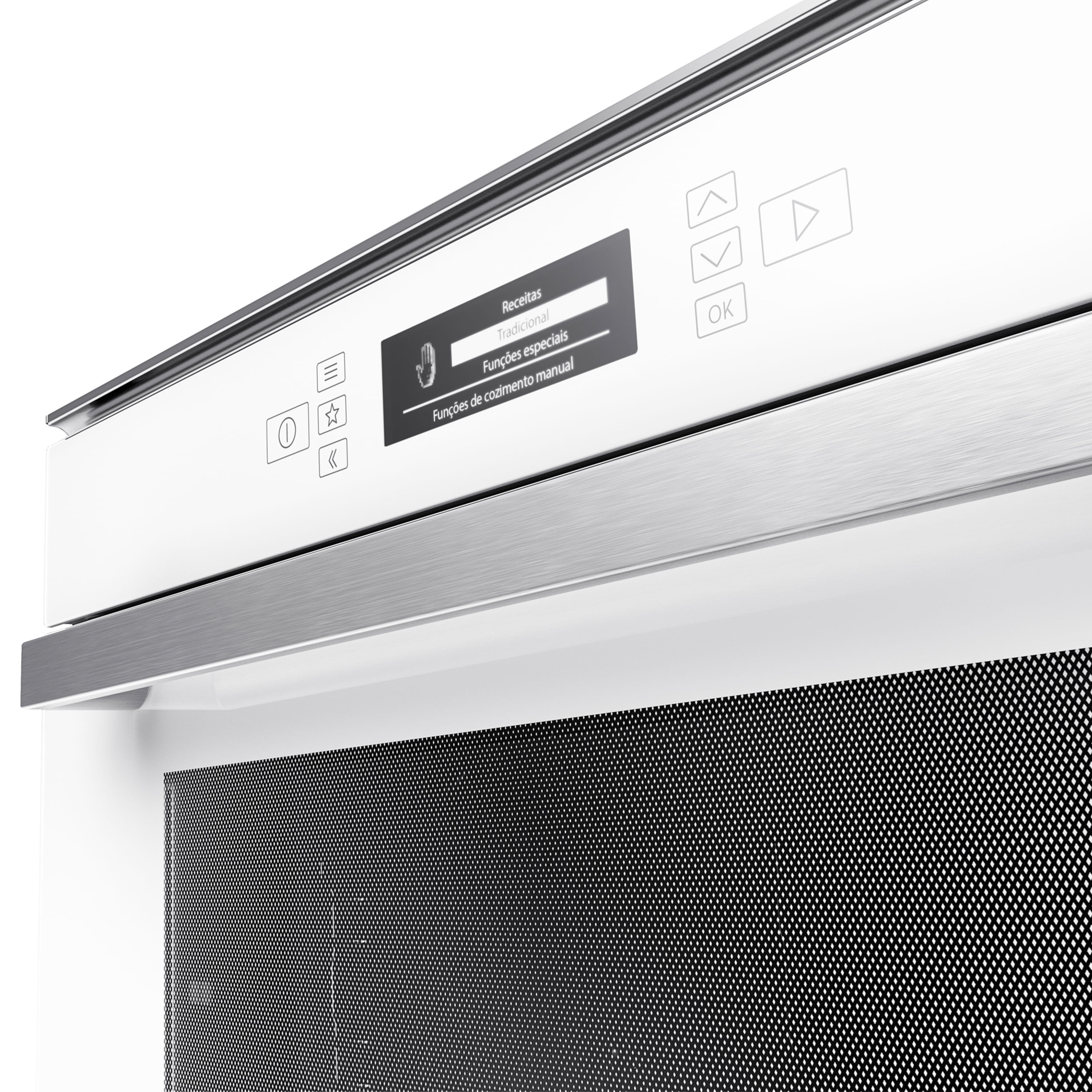 Encontraproduto.com.br - Forno de embutir elétrico Brastemp Vitreous 67 litros Branco com função ar forçado e painel touch - GOC60AB