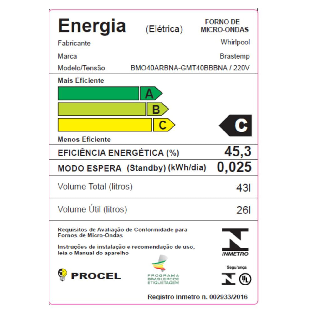 Encontraproduto.com.br - Micro-ondas Brastemp Vitreous de embutir 40 Litros Branco com grill - Outlet - GMT40AB_OUT