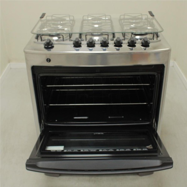 Encontraproduto.com.br - Fogão Consul 6 bocas cor Inox com botões removíveis e vidro interno vedado - CFS6NAR